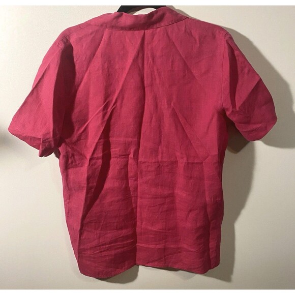 Talbots 100% Irish Linen Womens Sz 10 Button Up Shirt Pink Vacation Beach Resort - Picture 4 of 7